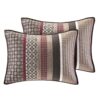 Full / Queen Red Cream Espresso Leaf Stripped 5-Piece Quilt Coverlet Set - Image 3