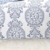 Full / Queen 3-Piece Reversible Cotton Quilt Set with White Blue Floral Medallion Pattern - Image 3