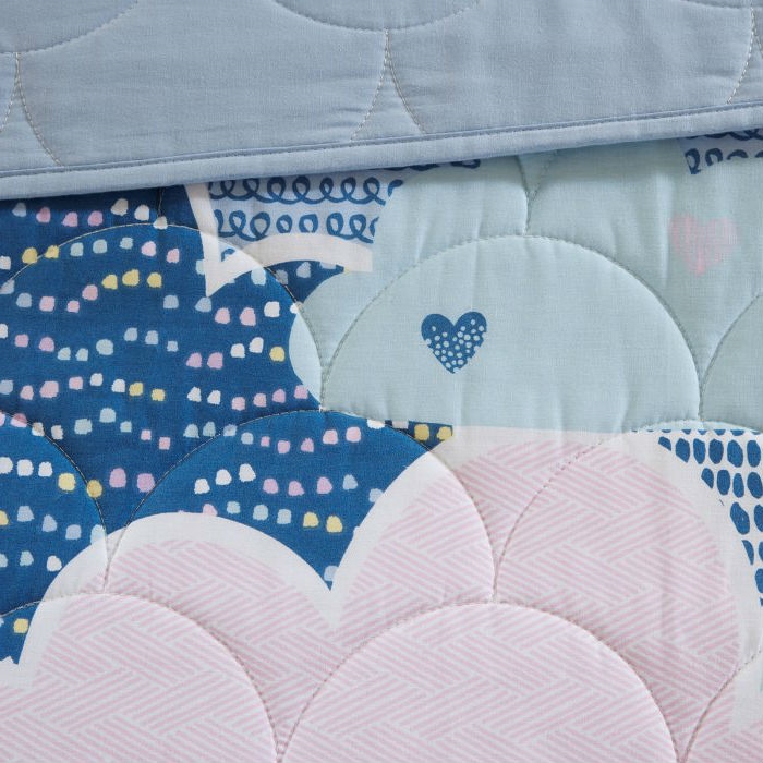 Twin/Twin XL Kids Blue Pink Unicorn Clouds Quilt Coverlet Bedspread Set - Image 2
