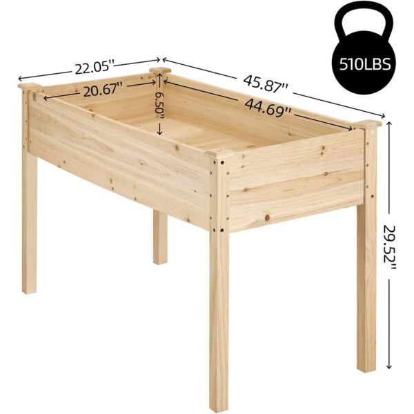 Outdoor Wood Raised Garden Bed Planter Box 46 x 22 x 30-inch High - Image 4