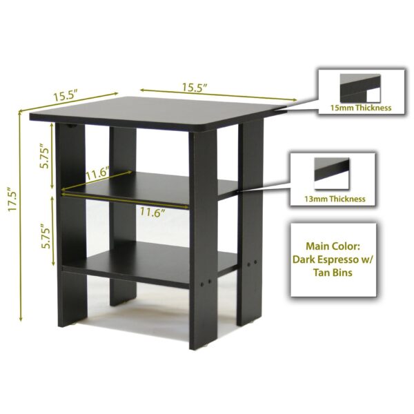 Espresso End Table Nightstand for Bedroom or Living Room - Image 2