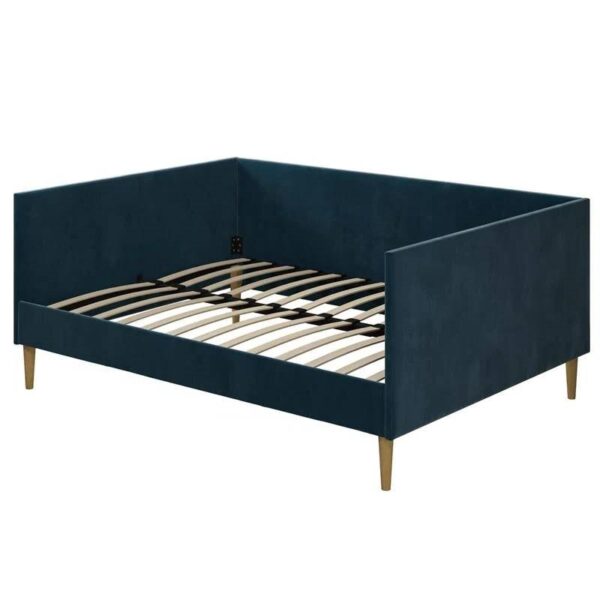 Full size Modern Navy Blue Upholstered Daybed - Image 2