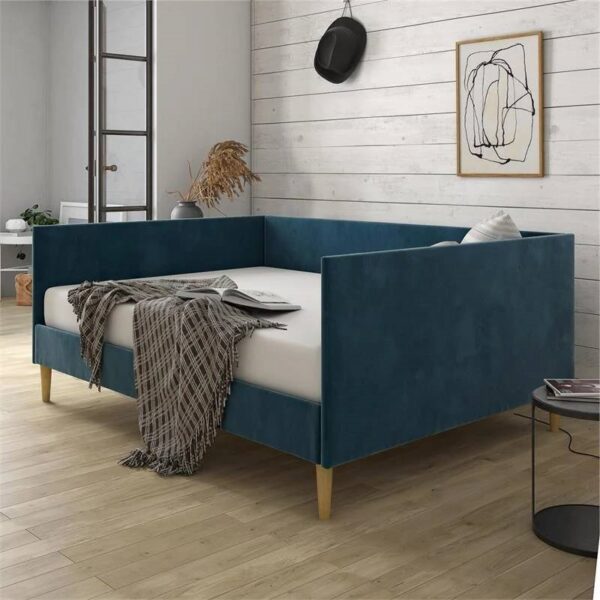 Full size Modern Navy Blue Upholstered Daybed - Image 3