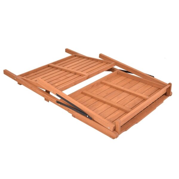Folding Wooden Garden Workstation Potting Bench with Shelf - Image 4