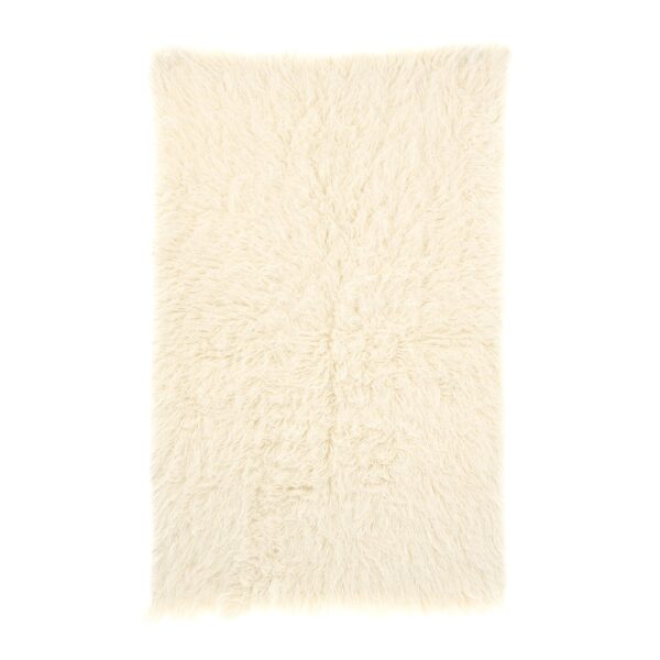 4-ft x 6-ft Hand Woven Wool Flokati Area Rug in Natural Color - Image 2