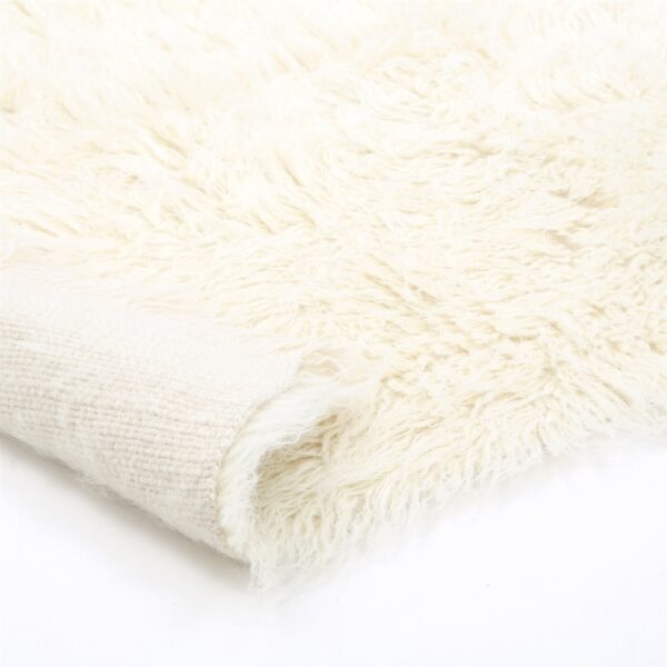 4-ft x 6-ft Hand Woven Wool Flokati Area Rug in Natural Color - Image 3
