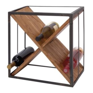 Farmhouse Assembled Rustic 16 Bottle Tabletop Wine Bottle Rack