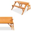 Outdoor Interchangeable 2 in 1 Multi-Use Wooden Picnic Table Garden Bench Umbrella Hole - Image 3