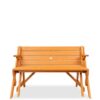 Outdoor Interchangeable 2 in 1 Multi-Use Wooden Picnic Table Garden Bench Umbrella Hole - Image 4