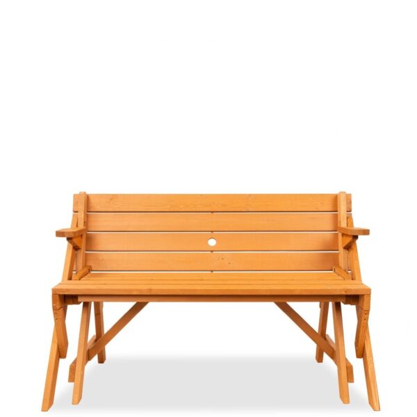 Outdoor Interchangeable 2 in 1 Multi-Use Wooden Picnic Table Garden Bench Umbrella Hole - Image 4
