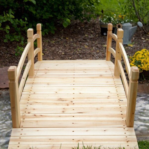 Classic 6-Ft Garden Bridge in Unfinished Fir Wood - Image 2