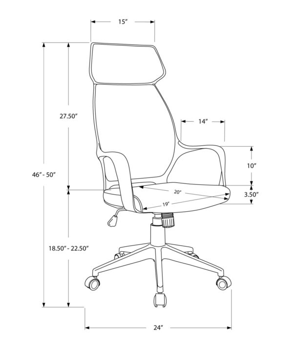 Grey Black Ergonomic Adjustable Microfiber High Back Executive Office Chair - Image 4