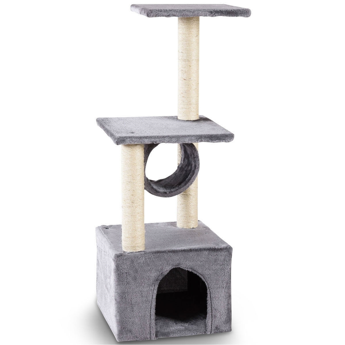 Gray 37 Inch Cat Tree Condo Kitten Play House Scratcher Post