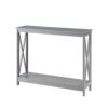 Grey Wood Console Sofa Table with Bottom Storage Shelf - Image 2