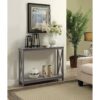 Grey Wood Console Sofa Table with Bottom Storage Shelf - Image 3