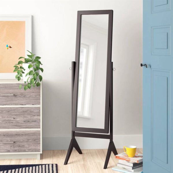 Modern Freestanding Full Length Bedroom Cheval Mirror in Espresso - Image 2