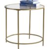 Round Glass Top End Table Nightstand with Gold Metal Frame - Image 2