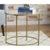 Round Glass Top End Table Nightstand with Gold Metal Frame - Image 4