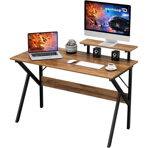 Modern 47-inch Home Office Laptop Computer Desk with Moveable Top Shelf - Image 2