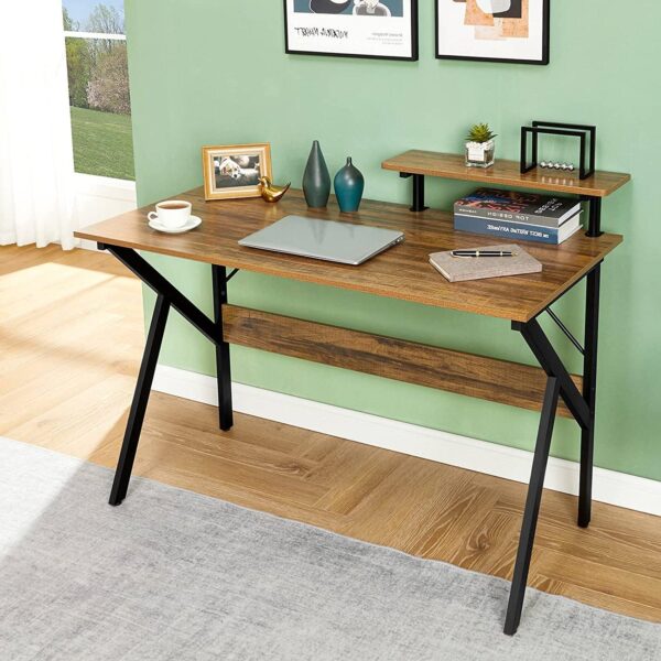 Modern 47-inch Home Office Laptop Computer Desk with Moveable Top Shelf - Image 4