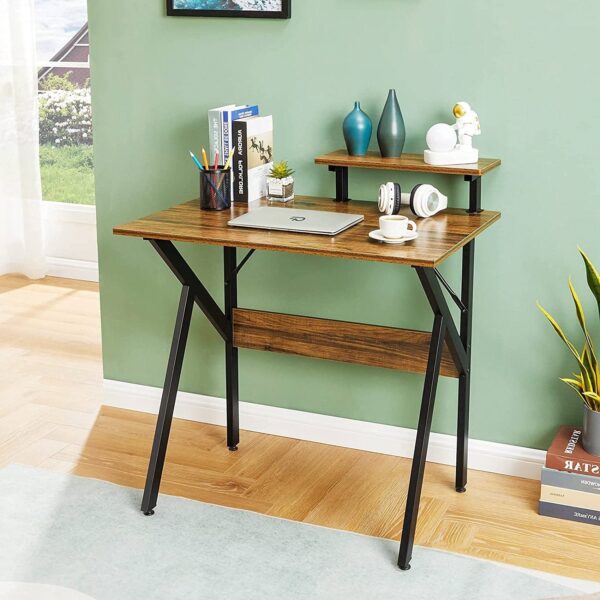 Modern Space Saving Home Office Laptop Desk Table with Removable Shelf - Image 3