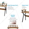 Modern Space Saving Home Office Laptop Desk Table with Removable Shelf - Image 4