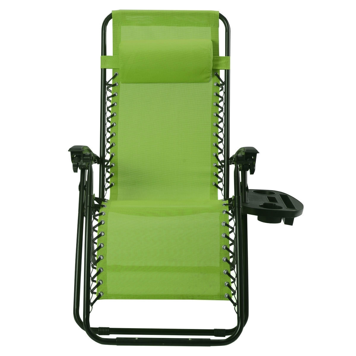 Set of 2 Green Folding Outdoor Zero Gravity Lounge Chair Recliner - Image 3
