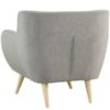 Gray Upholstered Mid-Century Style Armchair Accent Chair with Wood Legs - Image 3