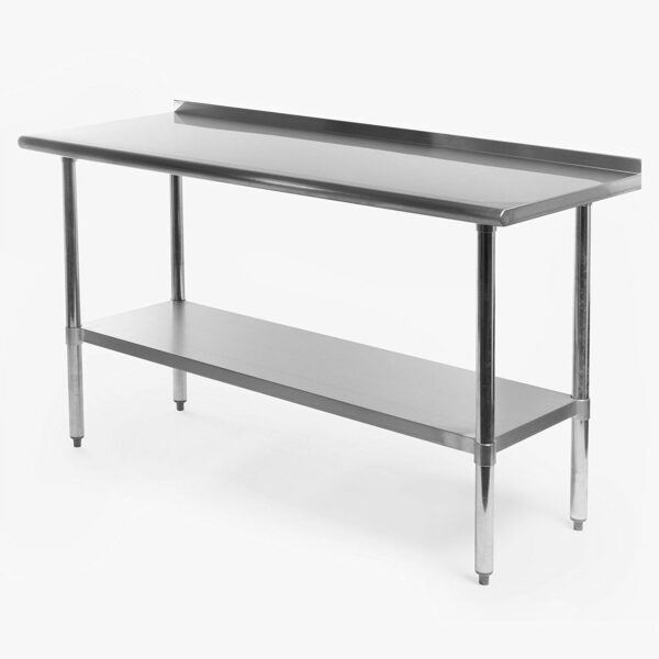 Stainless Steel 60 x 24 inch Heavy Duty NSF Certified  Work Bench Prep Table with Backsplash - Image 2