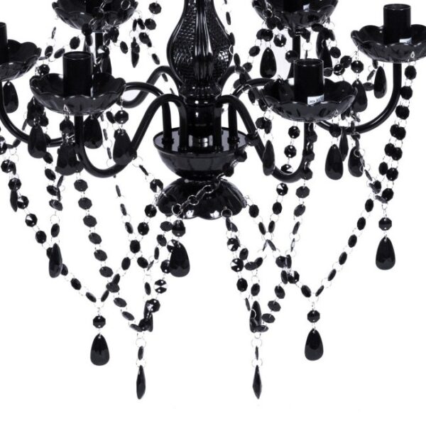 6 Light Gothic Gypsy Pendant Black Crystal Candle Ceiling Chandelier - Image 3