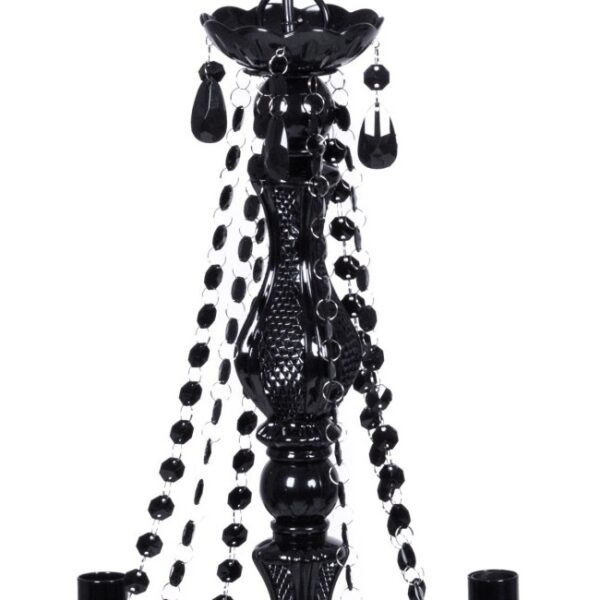 6 Light Gothic Gypsy Pendant Black Crystal Candle Ceiling Chandelier - Image 4