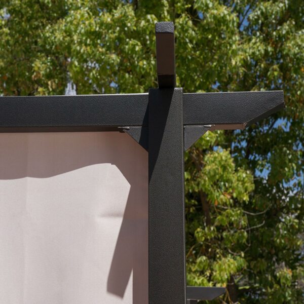 Outdoor Patio Steel Frame Gazebo Pergola with Grey Water Resistant Sun Shade - Image 2