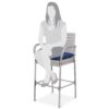 Set of 2 Grey Indoor/Outdoor Wicker Bar Stools w/ 2 Blue Cushions - Image 3