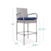 Set of 2 Grey Indoor/Outdoor Wicker Bar Stools w/ 2 Blue Cushions - Image 5