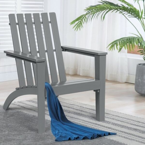 Indoor/Outdoor Acacia Wood Adirondack Lounge Armchair - Grey - Image 2