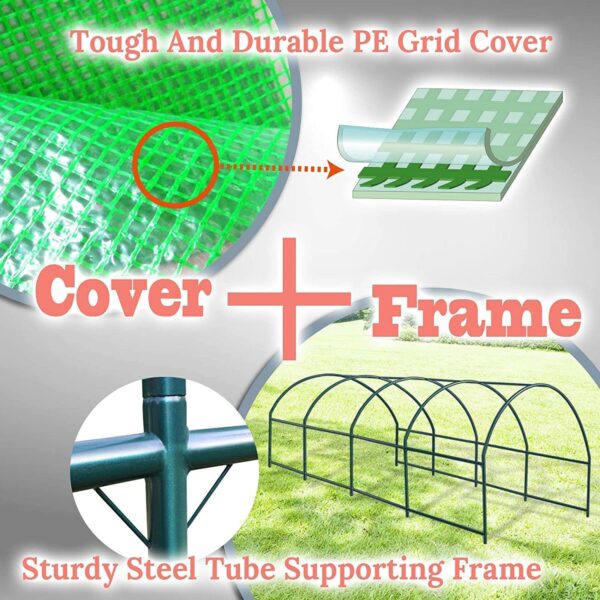 Outdoor Greenhouse 10 x 20 x 7 Ft with Heavy Duty Steel Frame and Green PE Cover - Image 5