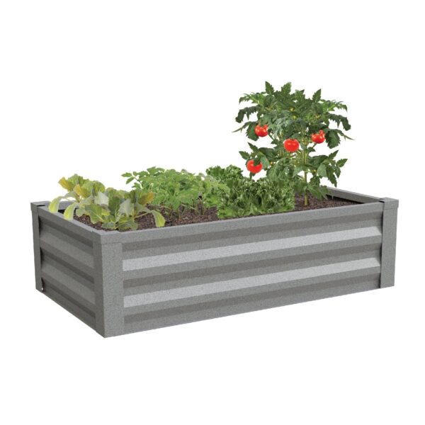 Gray Powder Coated Metal Raised Garden Bed Planter Made In USA - Image 2