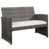 Grey Resin Wicker Rattan 4-Piece Patio Furniture Set with Seat Cushions - Image 3