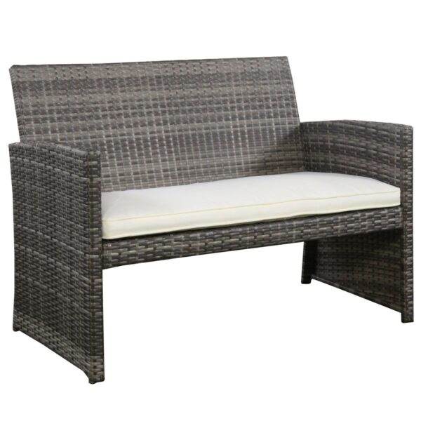 Grey Resin Wicker Rattan 4-Piece Patio Furniture Set with Seat Cushions - Image 3