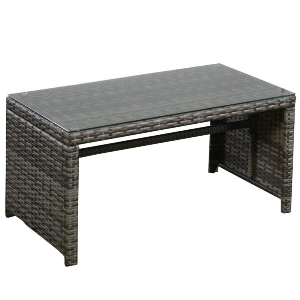 Grey Resin Wicker Rattan 4-Piece Patio Furniture Set with Seat Cushions - Image 4