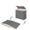 Folding 2-Bin Grey PE Wicker Linen Liner Laundry Hamper w/ Handles - Image 2