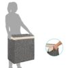 Folding 2-Bin Grey PE Wicker Linen Liner Laundry Hamper w/ Handles - Image 3