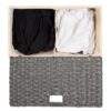 Folding 2-Bin Grey PE Wicker Linen Liner Laundry Hamper w/ Handles - Image 4