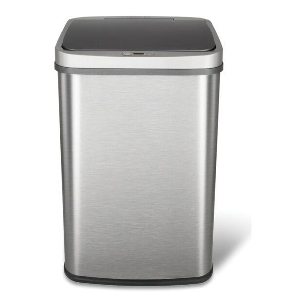 Grey 13-Gallon Stainless Steel Kitchen Trash Can with Motion Sensor Lid - Image 2