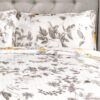 King size 3 Piece White Yellow Grey Reversible Floral Birds Cotton Quilt Set - Image 5