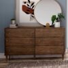 Farmhouse Rustic Walnut Mid Century 6 Drawer Dresser - Image 3
