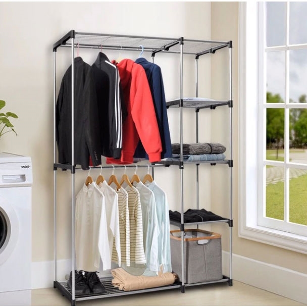 Portable 68-inch Clothes Hanger Bedroom Closet Organizer Shelving Unit - Image 3