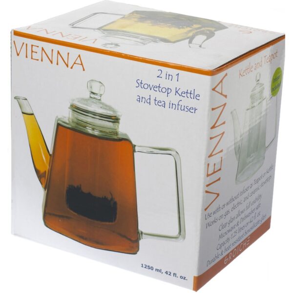 Stove Top Glass Water Boiler Kettle Teapot with Tea Infuser - Image 3