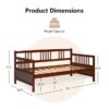 Twin size 2-in-1 Wood Daybed Frame Sofa Bed in Brown Cherry Finish - Image 5