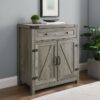 Rustic Farmhouse Barn Door Accent Storage Cabinet Grey Wash - Image 3